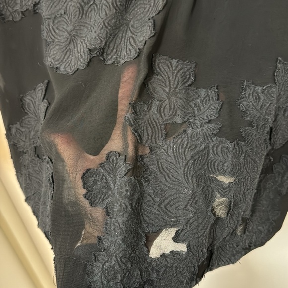 Aritzia Sheer black crop top with flowers - Picture 3 of 4